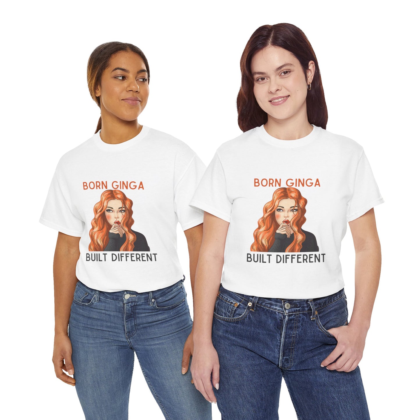 Born Ginga Unisex Heavy Cotton Tee - Built Different, Casual T-Shirt, Unique Graphic Tee, Gift for Her, Trendy Apparel