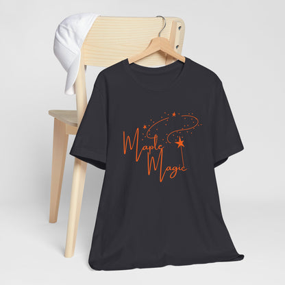Maple Magic Unisex Tee, Cute Graphic Shirt, Fall Apparel, Seasonal Gift, Nature Lover T-Shirt, Cozy Vibes Fashion