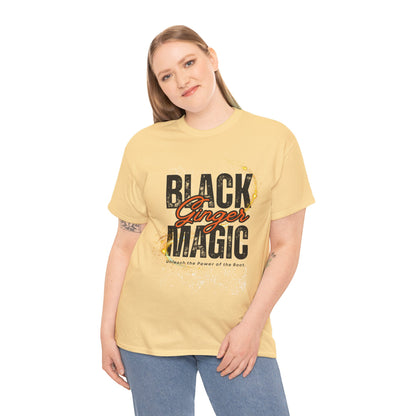Unisex Heavy Cotton Tee with 'Black Ginger Magic' Design, Empowering Gift for Witches, Everyday Wear, Festivals, Spirituality