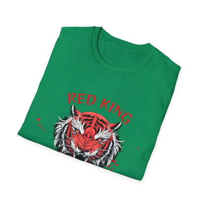 Fierce Red King Tiger T-Shirt, Bold Graphic Tee, Unisex Apparel, Streetwear Style, Gift for Animal Lovers