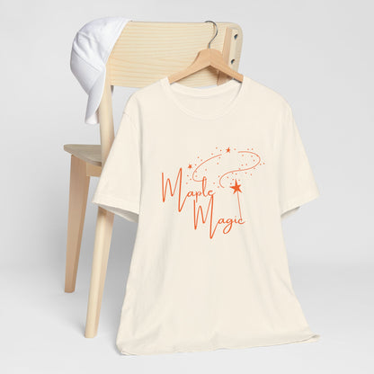 Maple Magic Unisex Tee, Cute Graphic Shirt, Fall Apparel, Seasonal Gift, Nature Lover T-Shirt, Cozy Vibes Fashion