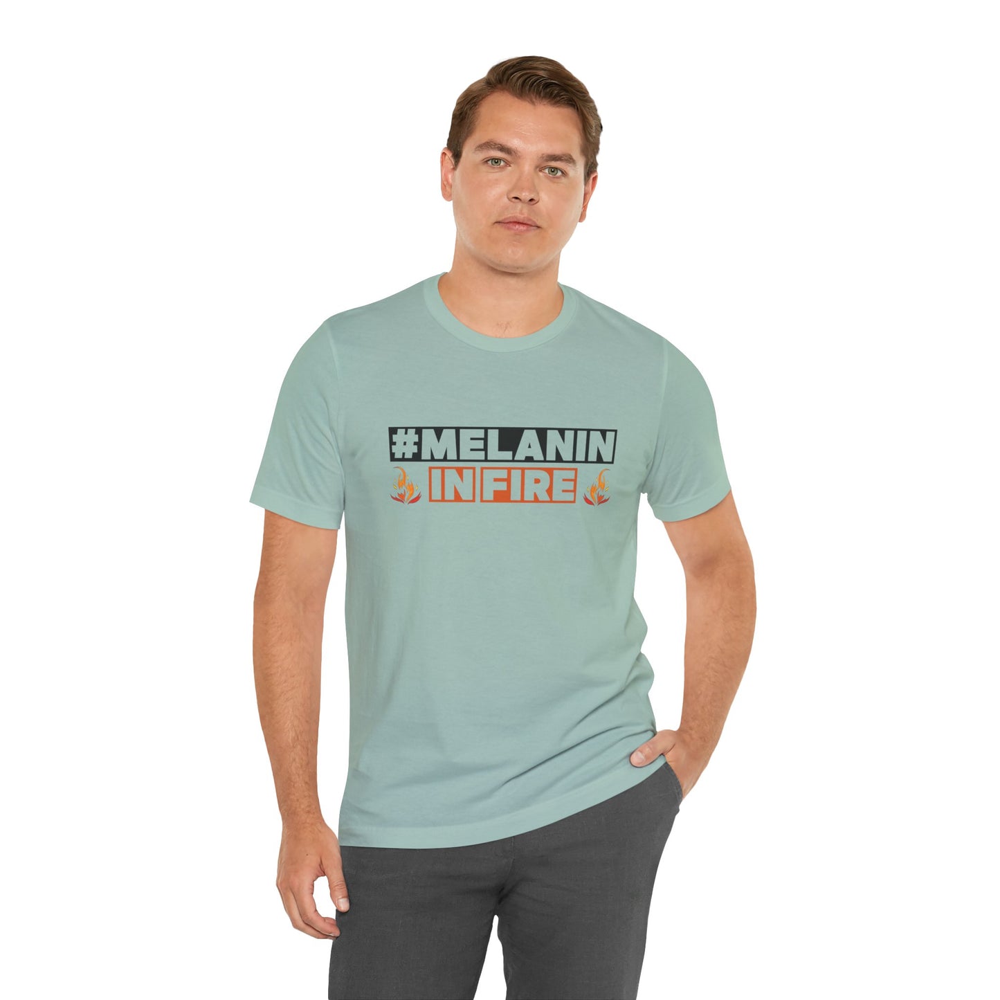 #MELANIN IN FIRE Tee - Empowering Unisex Jersey Short Sleeve, Black History Month, Gift for Friends, Pride Apparel, Urban Fashion