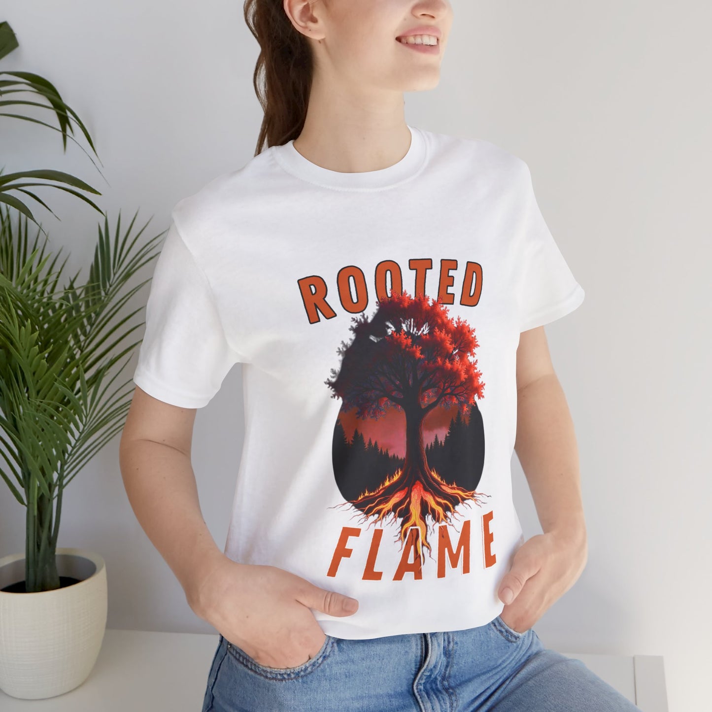 Rooted Flame Unisex Tee - Nature-Inspired Graphic Shirt, Casual Wear, Gift for Nature Lovers, Eco-Friendly Fashion, Fall Vibes