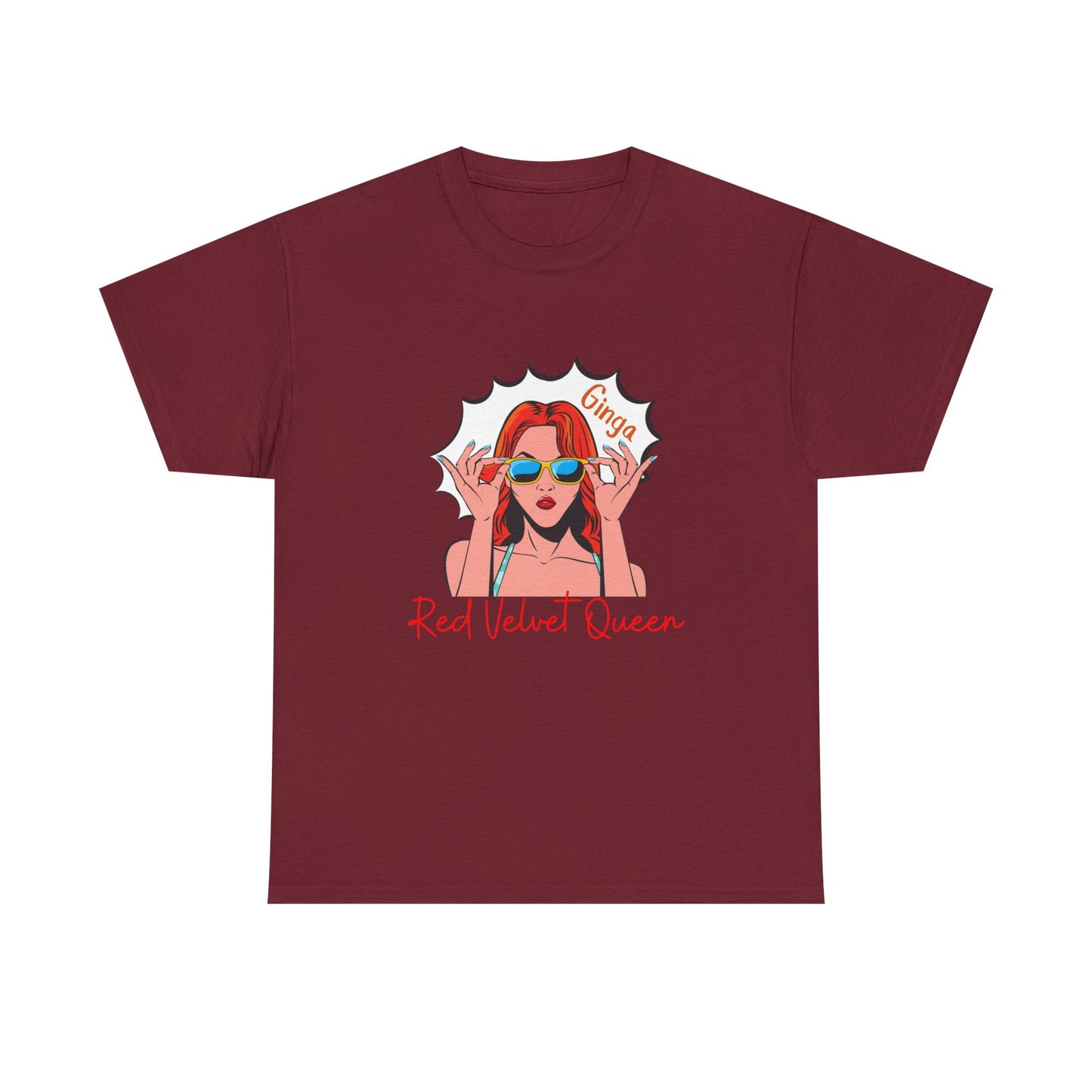 Red Velvet Queen Unisex Tee, Oversized Graphic Shirt, Chic Fashion Top, Retro Summer Wear, Gift for Fashion Lovers