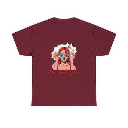 Red Velvet Queen Unisex Tee, Oversized Graphic Shirt, Chic Fashion Top, Retro Summer Wear, Gift for Fashion Lovers