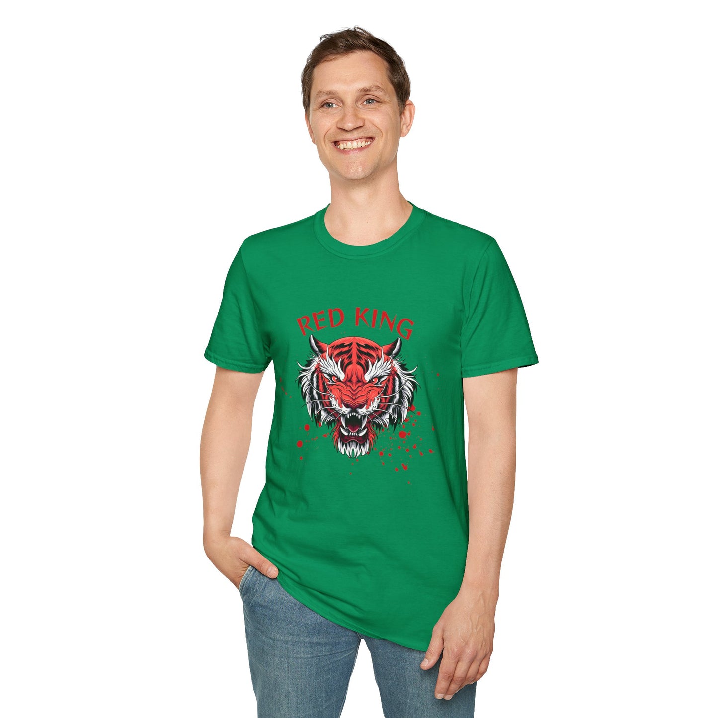 Fierce Red King Tiger T-Shirt, Bold Graphic Tee, Unisex Apparel, Streetwear Style, Gift for Animal Lovers