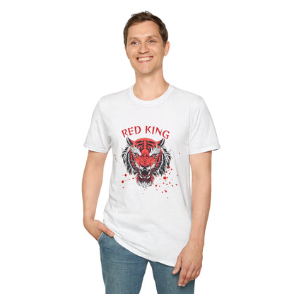 Fierce Red King Tiger T-Shirt, Bold Graphic Tee, Unisex Apparel, Streetwear Style, Gift for Animal Lovers
