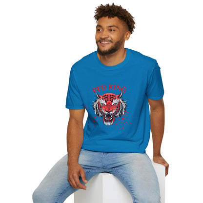 Fierce Red King Tiger T-Shirt, Bold Graphic Tee, Unisex Apparel, Streetwear Style, Gift for Animal Lovers