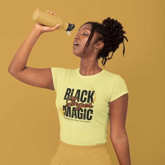 Unisex Heavy Cotton Tee with 'Black Ginger Magic' Design, Empowering Gift for Witches, Everyday Wear, Festivals, Spirituality