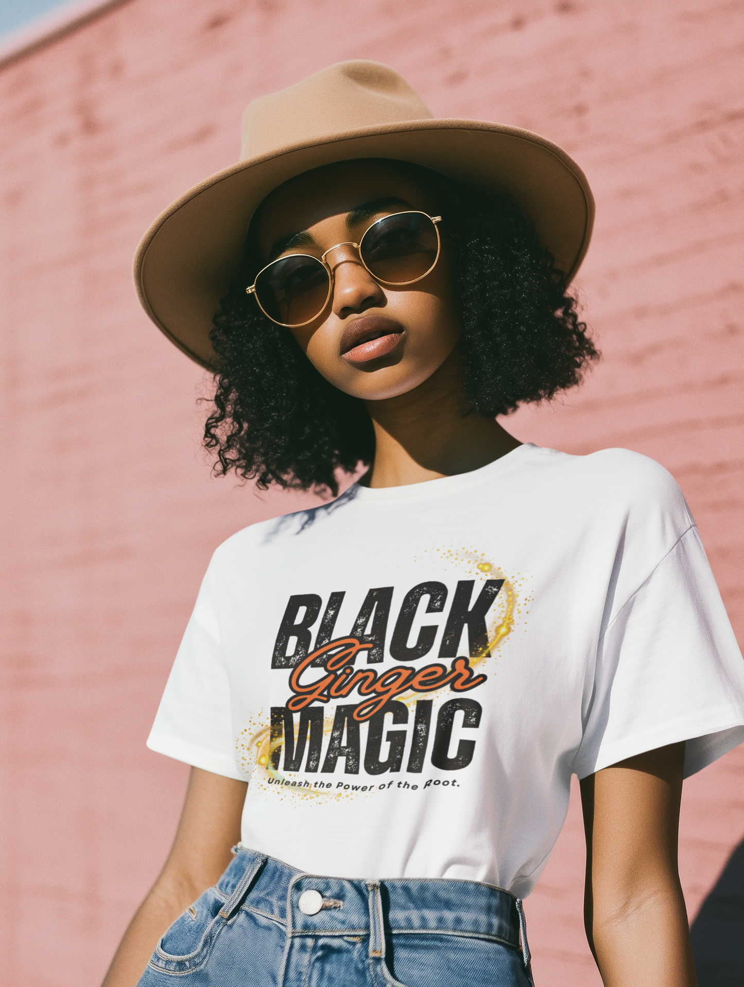 Unisex Heavy Cotton Tee with 'Black Ginger Magic' Design, Empowering Gift for Witches, Everyday Wear, Festivals, Spirituality