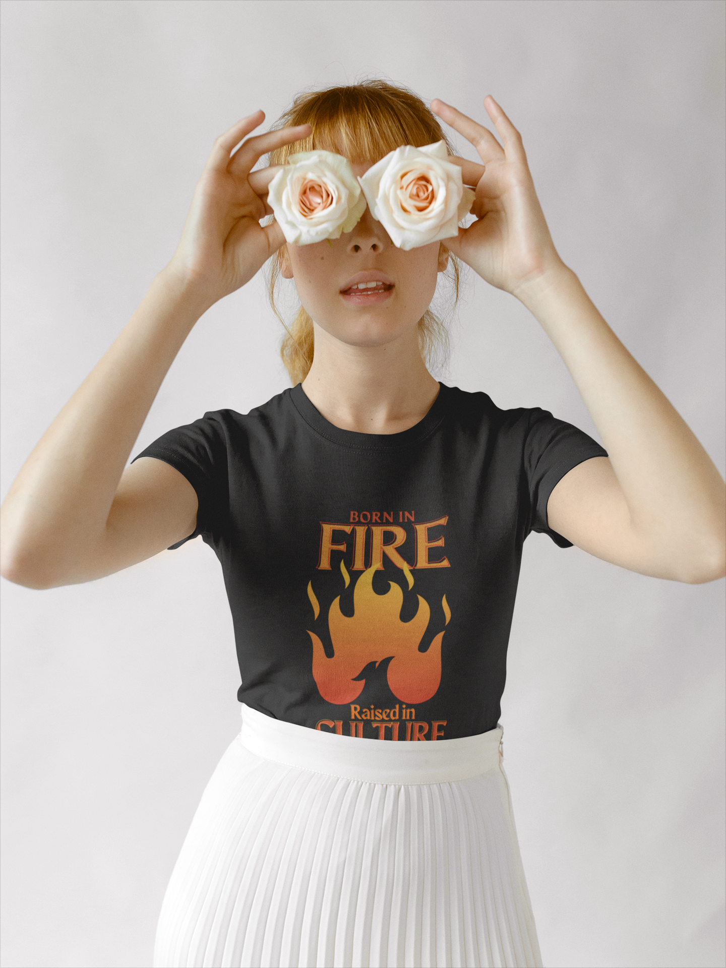 Unisex Heavy Cotton Tee: "Born in Fire, Raised in Culture" Shirt - Casual Wear, Gift for Friends, Festival Clothing, Everyday Fashion