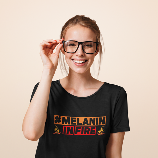#MELANIN IN FIRE Unisex Jersey Tee, Summer Fashion, Afrocentric Shirt, Gift for Her, All-Occasion Top, Urban Lifestyle Wear