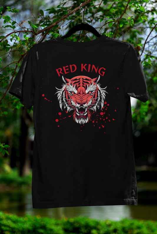 Fierce Red King Tiger T-Shirt, Bold Graphic Tee, Unisex Apparel, Streetwear Style, Gift for Animal Lovers