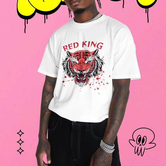 Fierce Red King Tiger T-Shirt, Bold Graphic Tee, Unisex Apparel, Streetwear Style, Gift for Animal Lovers
