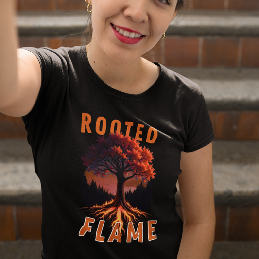 Rooted Flame Unisex Tee - Nature-Inspired Graphic Shirt, Casual Wear, Gift for Nature Lovers, Eco-Friendly Fashion, Fall Vibes