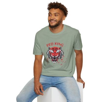 Fierce Red King Tiger T-Shirt, Bold Graphic Tee, Unisex Apparel, Streetwear Style, Gift for Animal Lovers