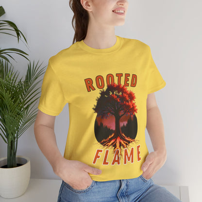 Rooted Flame Unisex Tee - Nature-Inspired Graphic Shirt, Casual Wear, Gift for Nature Lovers, Eco-Friendly Fashion, Fall Vibes