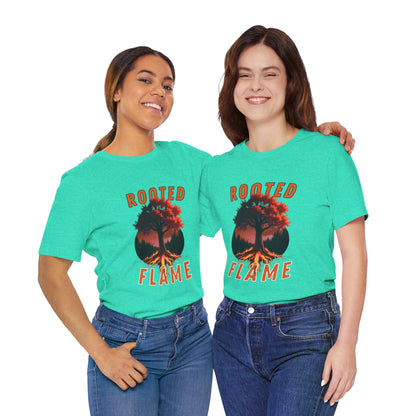 Rooted Flame Unisex Tee - Nature-Inspired Graphic Shirt, Casual Wear, Gift for Nature Lovers, Eco-Friendly Fashion, Fall Vibes