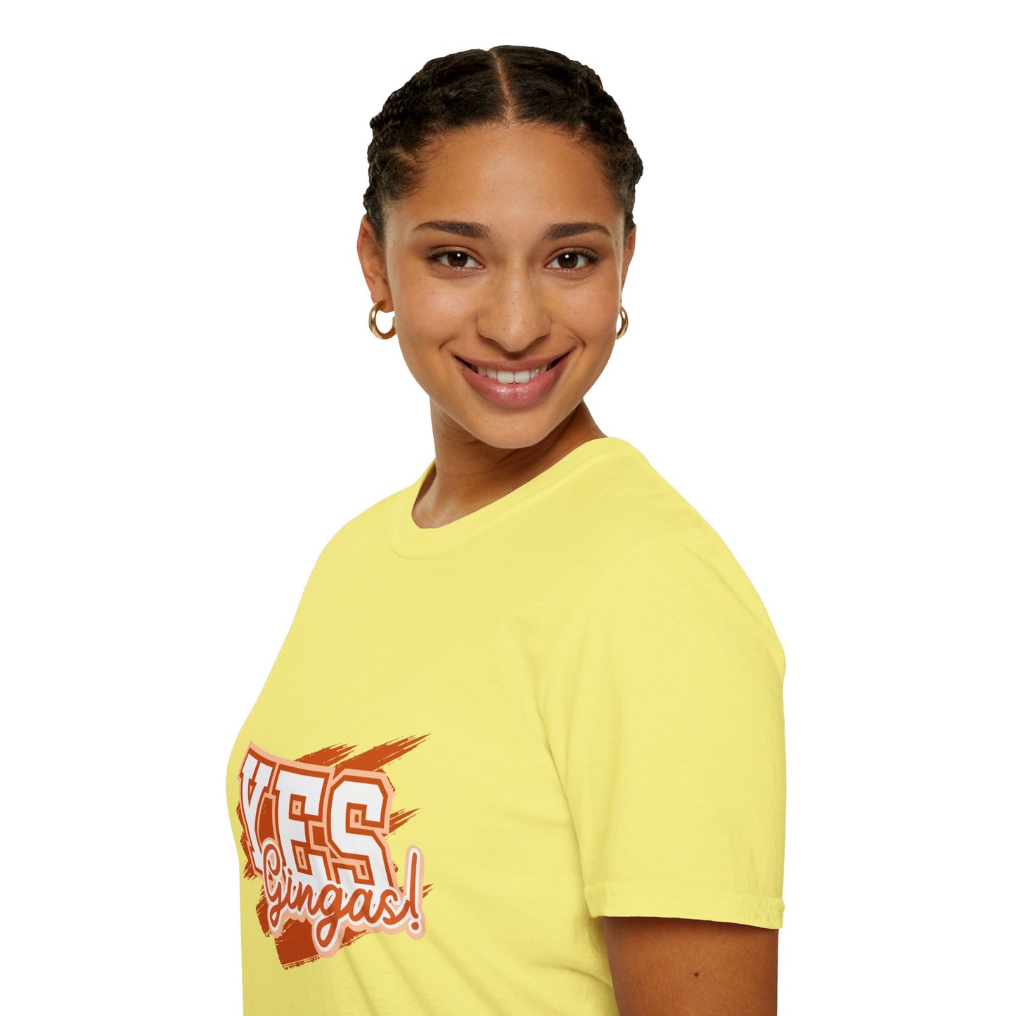 YES GINGAS! Unisex Softstyle T-Shirt, Funny Graphic Tee, Casual Wear, Gift for Friends, Everyday Comfort, Unique Statement Shirt