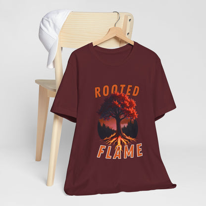 Rooted Flame Unisex Tee - Nature-Inspired Graphic Shirt, Casual Wear, Gift for Nature Lovers, Eco-Friendly Fashion, Fall Vibes