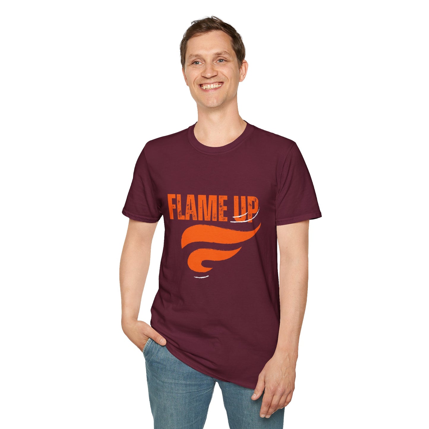 Flame Up Unisex Softstyle T-Shirt - Motivational Graphic Tee, Casual Wear, Workout Apparel, Gift for Fitness Enthusiasts, Bold [...]