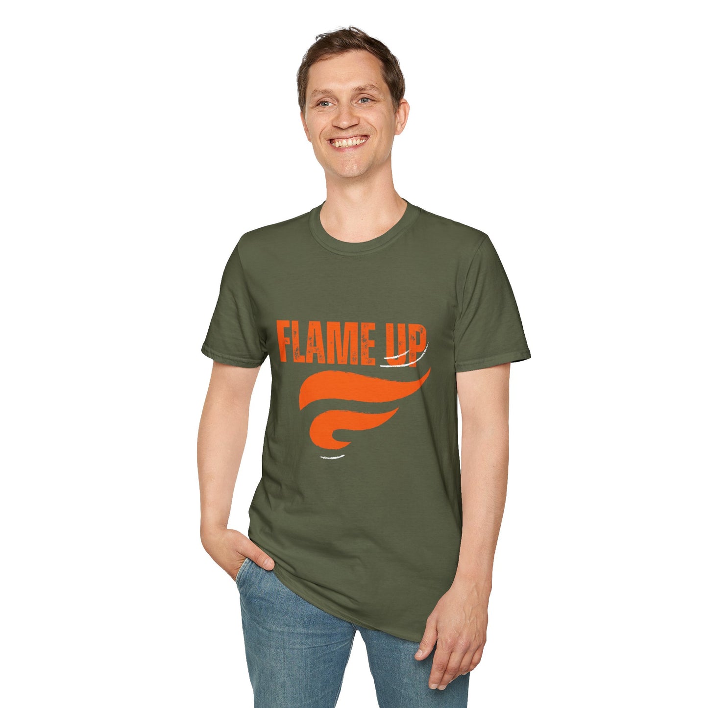 Flame Up Unisex Softstyle T-Shirt - Motivational Graphic Tee, Casual Wear, Workout Apparel, Gift for Fitness Enthusiasts, Bold [...]