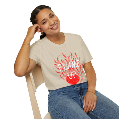 Fiery Motivation Unisex T-Shirt, Flame Up Graphic Tee, Gift for Fitness Lovers, Workout Apparel, Casual Wear