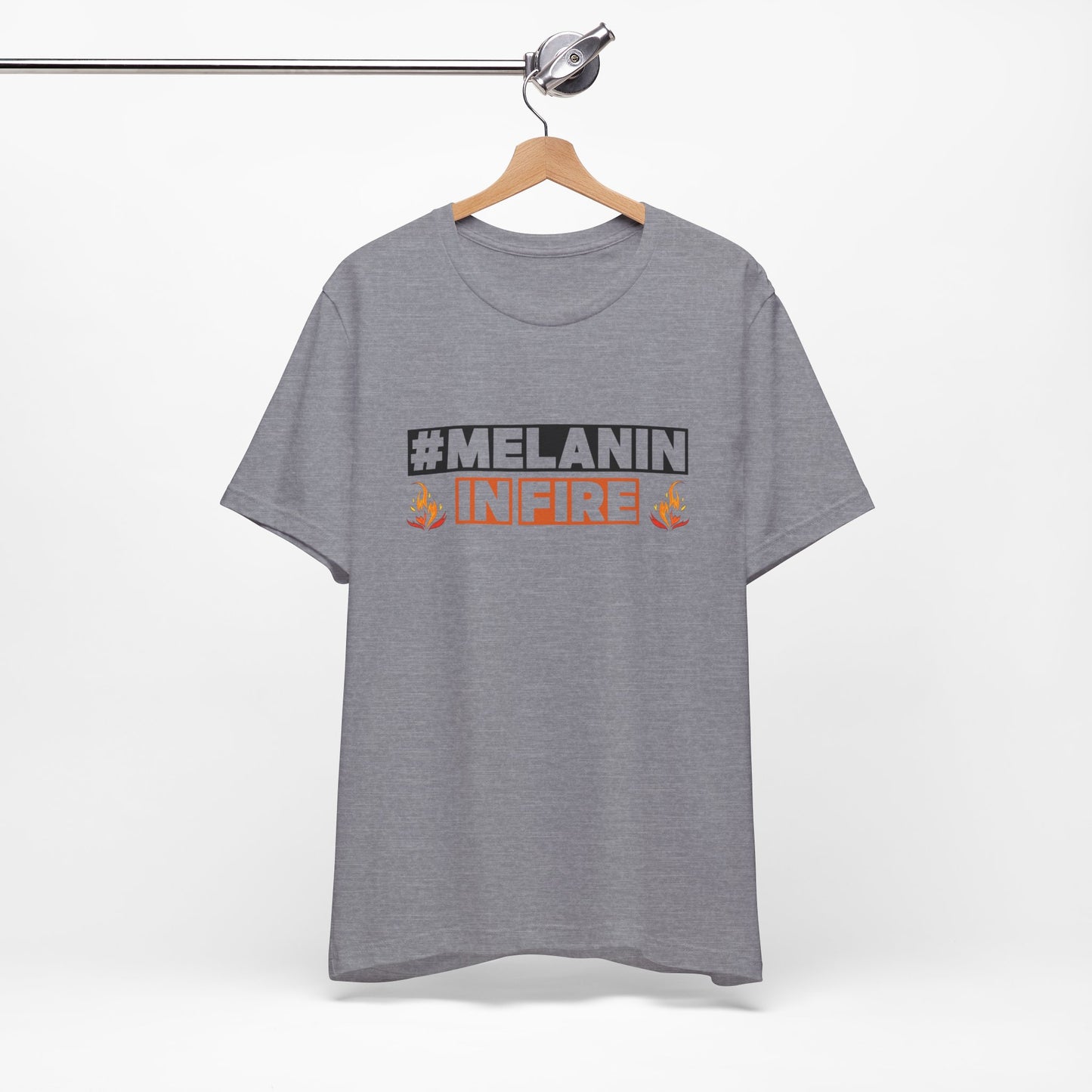 #MELANIN IN FIRE Tee - Empowering Unisex Jersey Short Sleeve, Black History Month, Gift for Friends, Pride Apparel, Urban Fashion