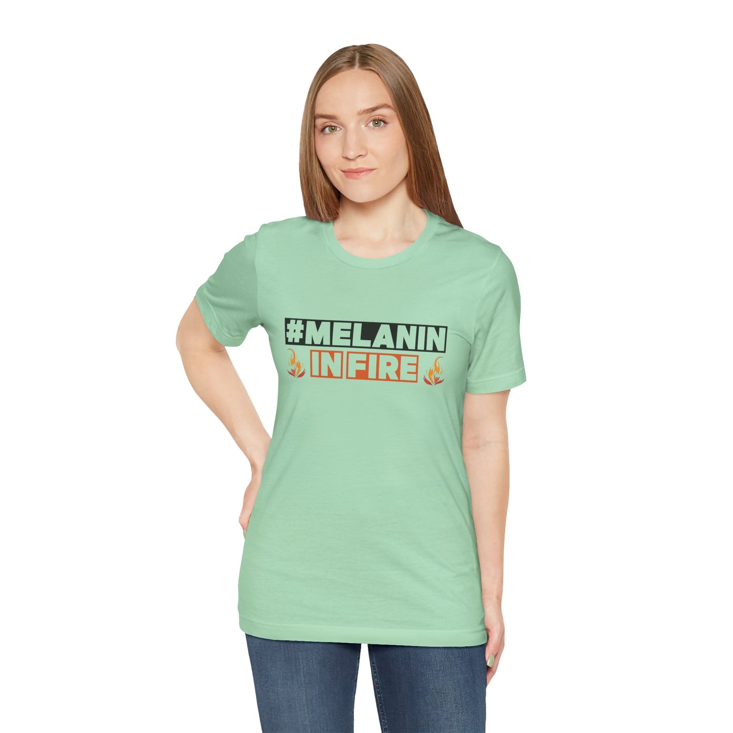 #MELANIN IN FIRE Tee - Empowering Unisex Jersey Short Sleeve, Black History Month, Gift for Friends, Pride Apparel, Urban Fashion