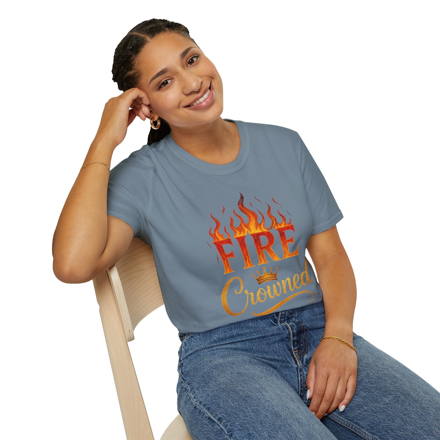 Fire Crowned Unisex Softstyle T-Shirt | Summer Vibes Tee, Gift for Him/Her, Festival Shirt, Casual Wear, Birthday Apparel