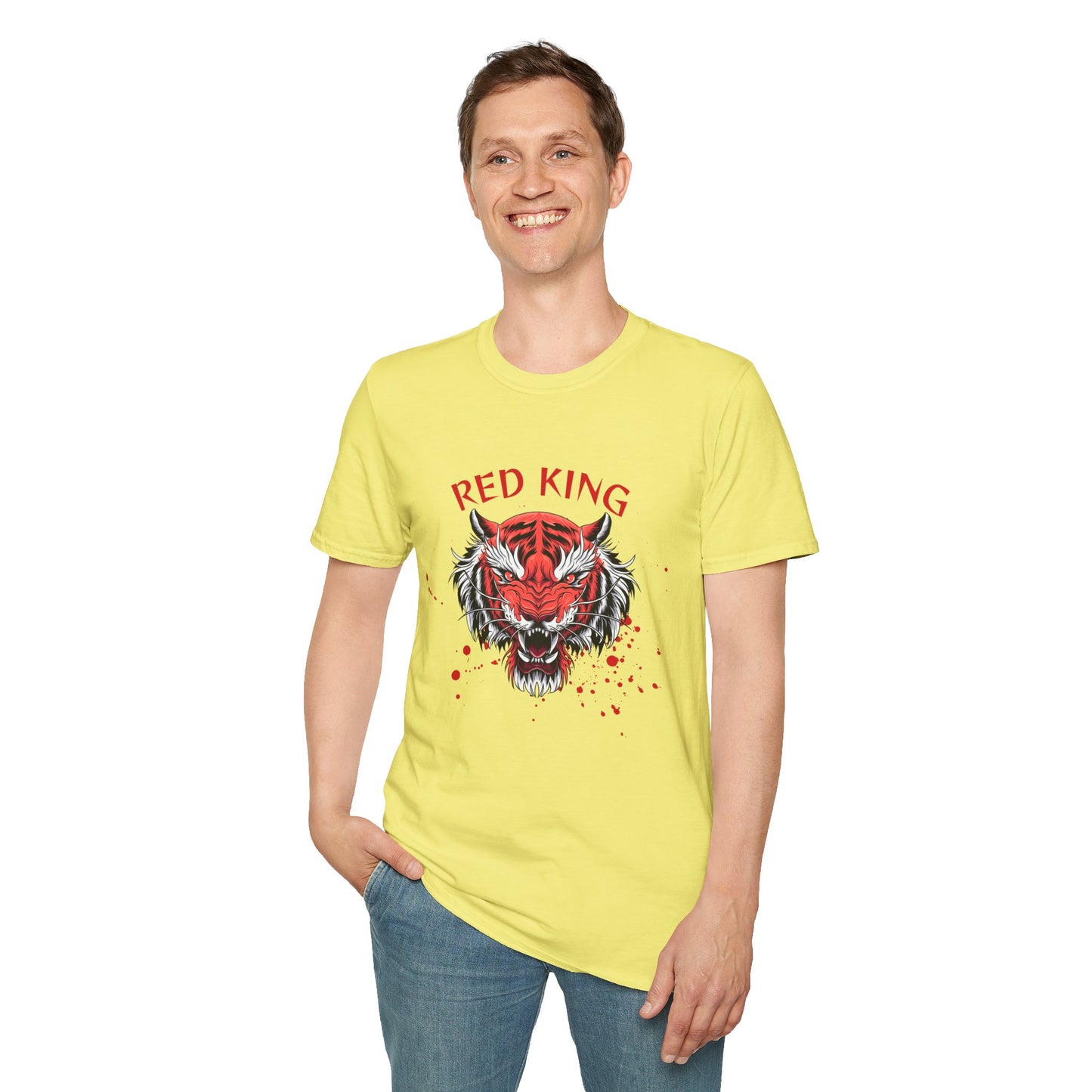 Fierce Red King Tiger T-Shirt, Bold Graphic Tee, Unisex Apparel, Streetwear Style, Gift for Animal Lovers