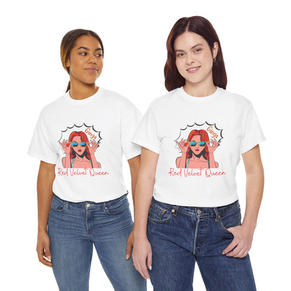 Red Velvet Queen Unisex Tee, Oversized Graphic Shirt, Chic Fashion Top, Retro Summer Wear, Gift for Fashion Lovers
