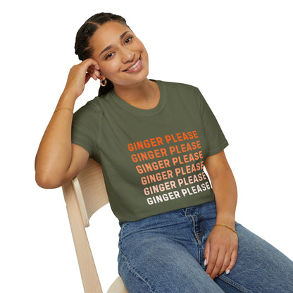Ginger Please Unisex Softstyle T-Shirt, Funny Graphic Tee, Gift for Ginger Lovers, Casual Wear, Summer Fashion, Statement Shirt