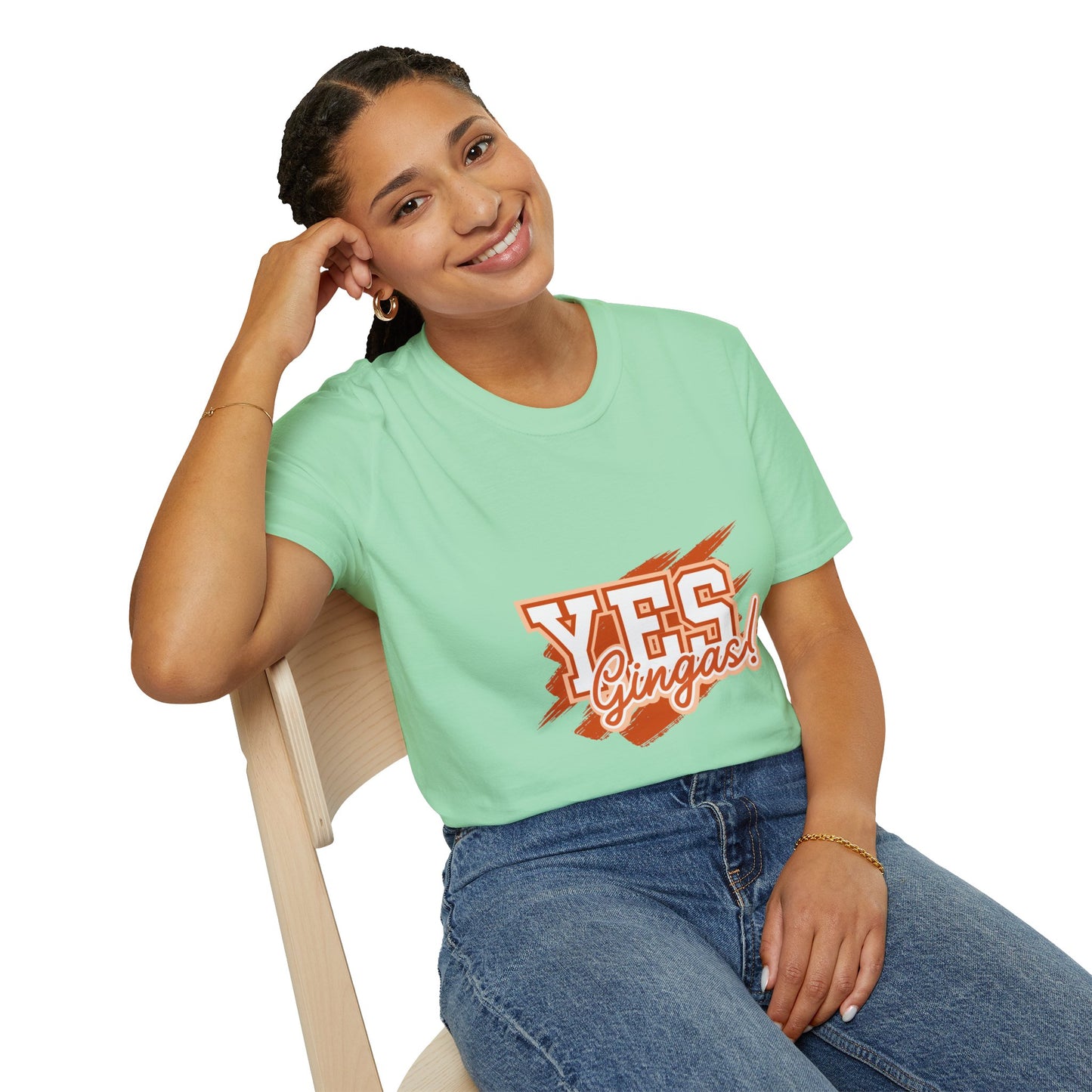 YES GINGAS! Unisex Softstyle T-Shirt, Funny Graphic Tee, Casual Wear, Gift for Friends, Everyday Comfort, Unique Statement Shirt