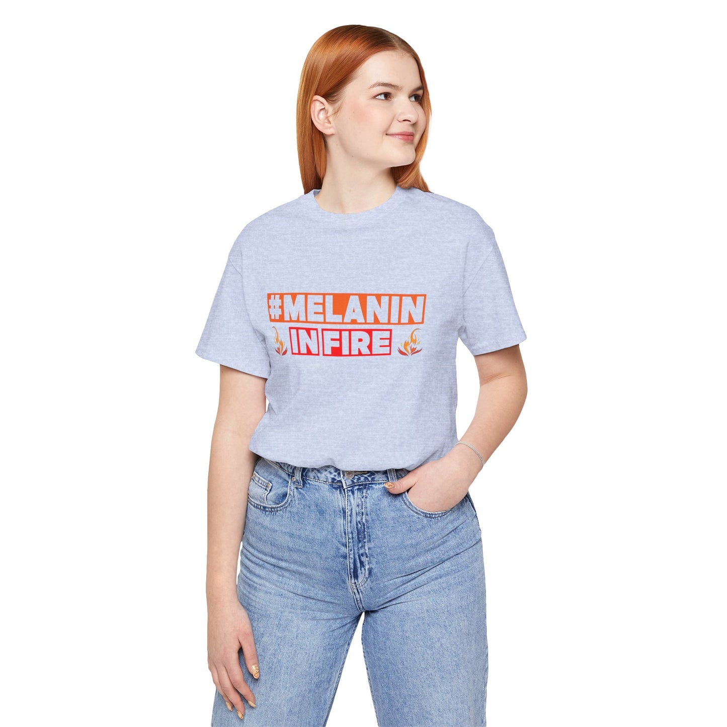 #MELANIN IN FIRE Unisex Jersey Tee, Summer Fashion, Afrocentric Shirt, Gift for Her, All-Occasion Top, Urban Lifestyle Wear