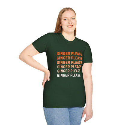 Ginger Please Unisex Softstyle T-Shirt, Funny Graphic Tee, Gift for Ginger Lovers, Casual Wear, Summer Fashion, Statement Shirt