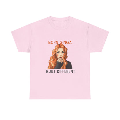 Born Ginga Unisex Heavy Cotton Tee - Built Different, Casual T-Shirt, Unique Graphic Tee, Gift for Her, Trendy Apparel