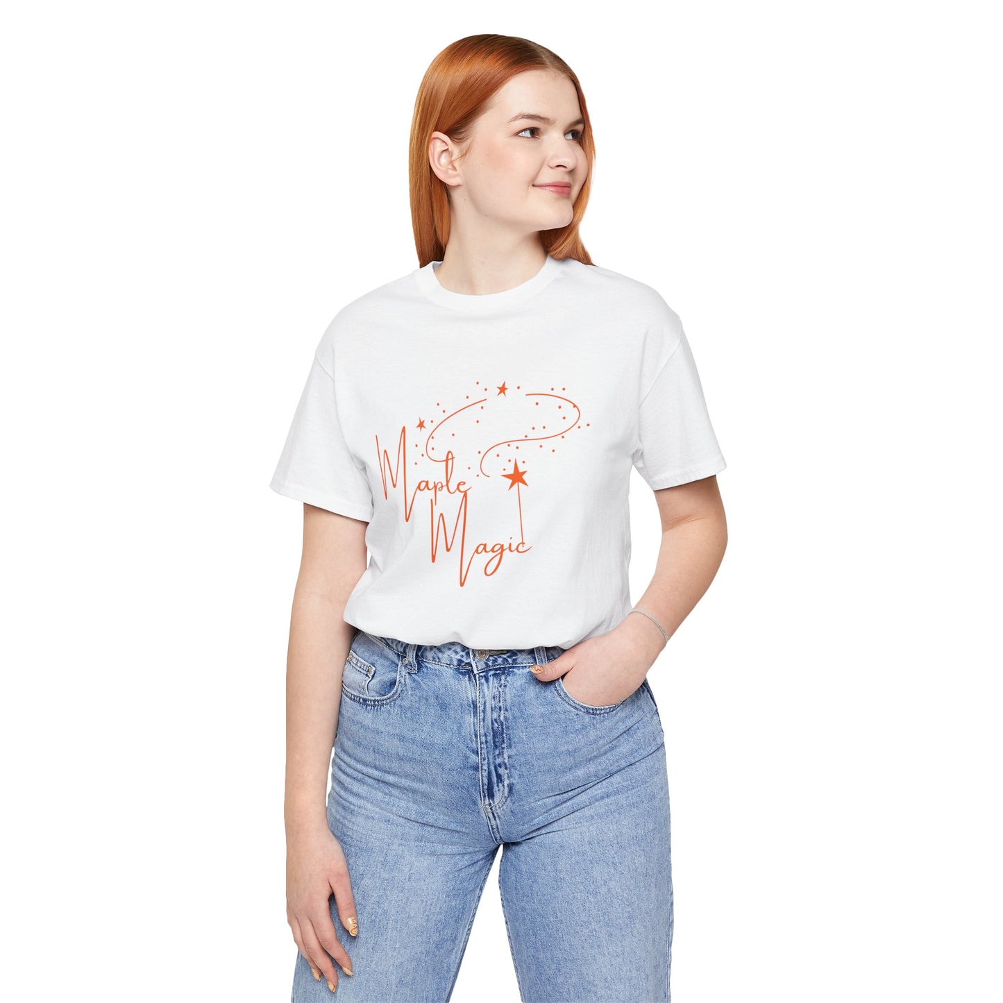 Maple Magic Unisex Tee, Cute Graphic Shirt, Fall Apparel, Seasonal Gift, Nature Lover T-Shirt, Cozy Vibes Fashion