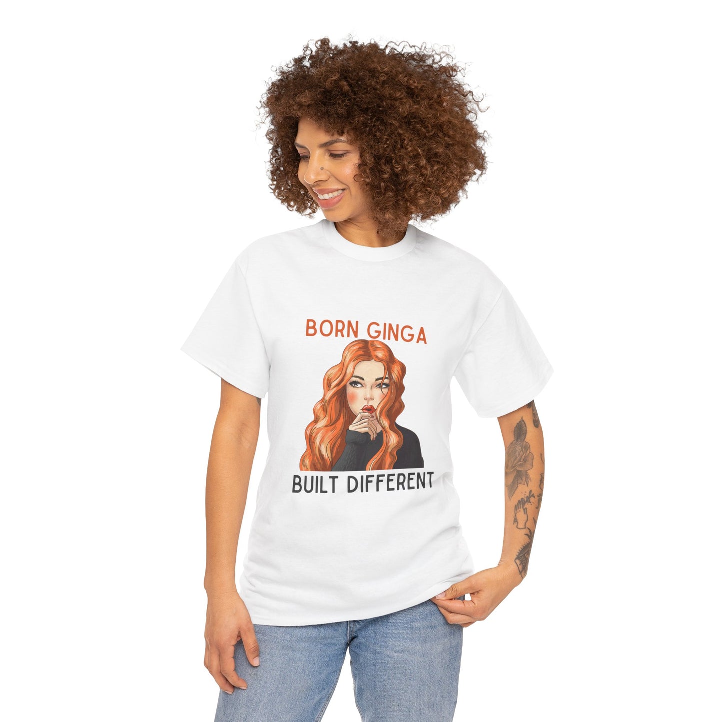 Born Ginga Unisex Heavy Cotton Tee - Built Different, Casual T-Shirt, Unique Graphic Tee, Gift for Her, Trendy Apparel