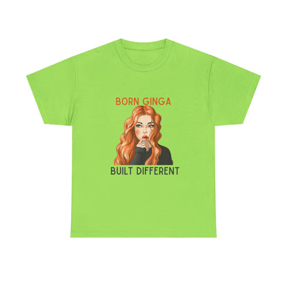 Born Ginga Unisex Heavy Cotton Tee - Built Different, Casual T-Shirt, Unique Graphic Tee, Gift for Her, Trendy Apparel
