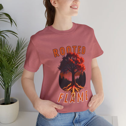 Rooted Flame Unisex Tee - Nature-Inspired Graphic Shirt, Casual Wear, Gift for Nature Lovers, Eco-Friendly Fashion, Fall Vibes