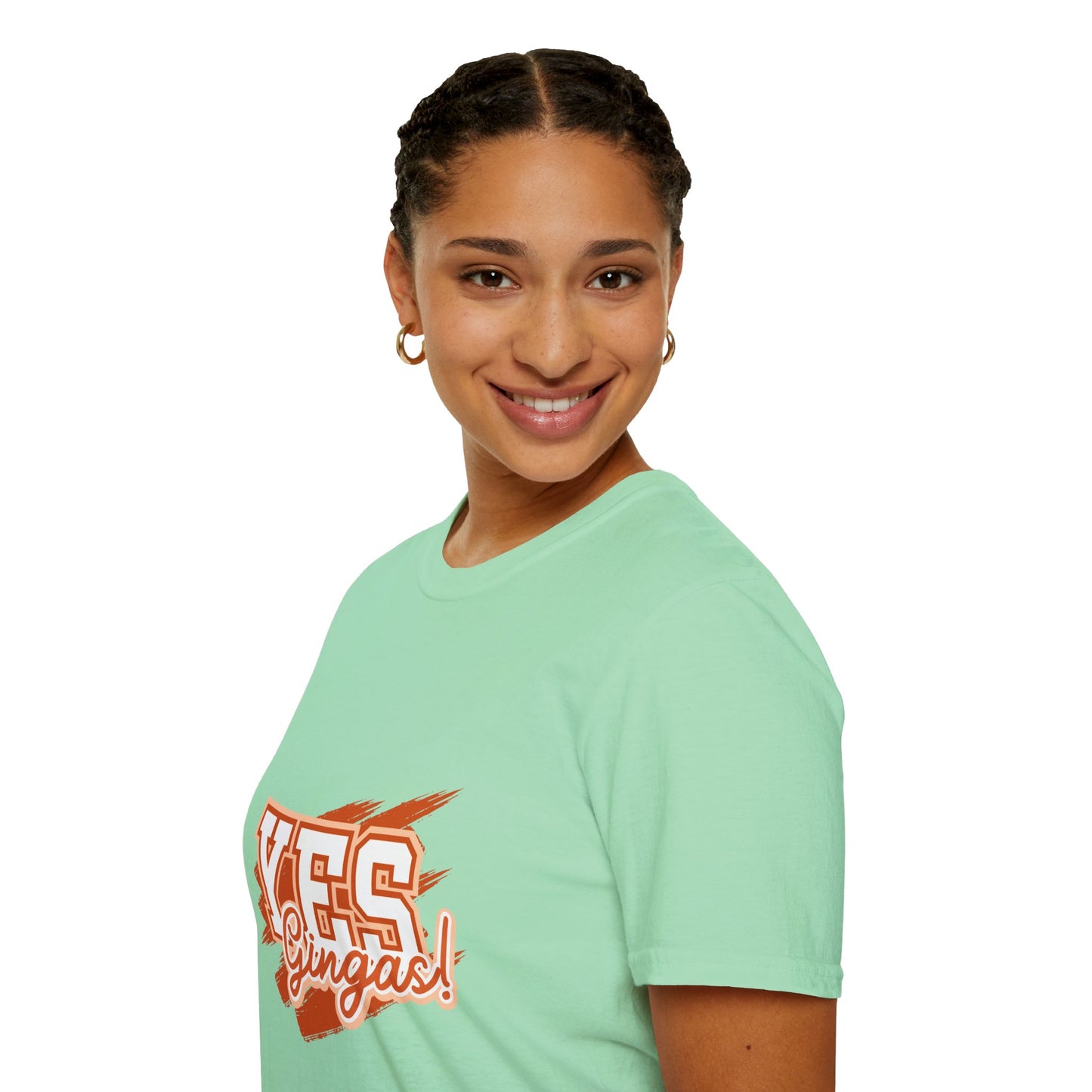 YES GINGAS! Unisex Softstyle T-Shirt, Funny Graphic Tee, Casual Wear, Gift for Friends, Everyday Comfort, Unique Statement Shirt
