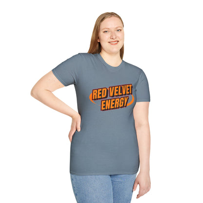 Unisex Softstyle T-Shirt with 'Red Velvet Energy' Design, Casual Tee, Gift for Friends, Fun Graphic Shirt, Energy Vibe Tee