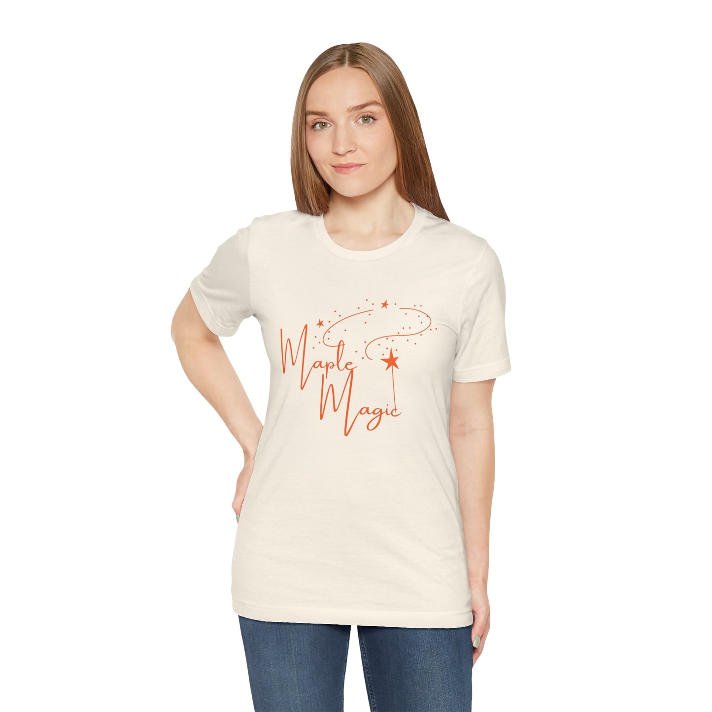 Maple Magic Unisex Tee, Cute Graphic Shirt, Fall Apparel, Seasonal Gift, Nature Lover T-Shirt, Cozy Vibes Fashion