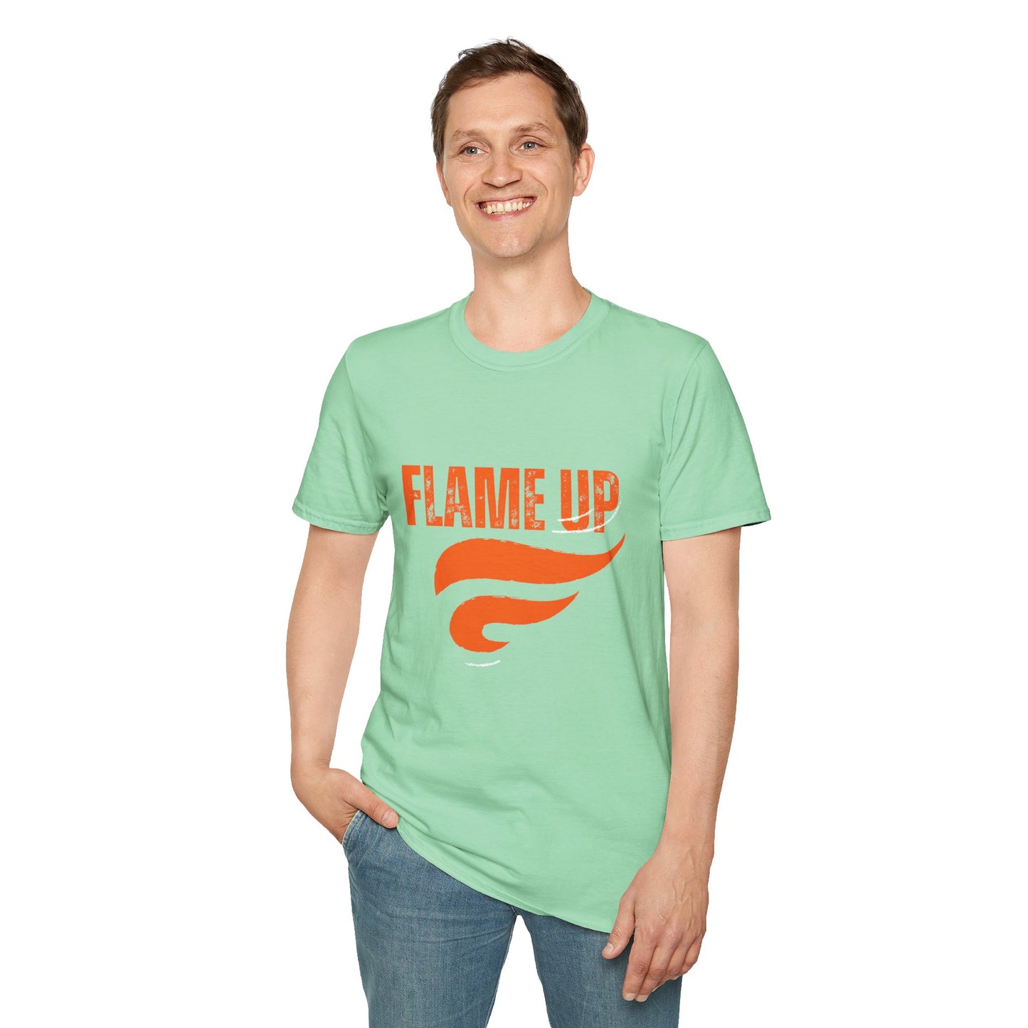 Flame Up Unisex Softstyle T-Shirt - Motivational Graphic Tee, Casual Wear, Workout Apparel, Gift for Fitness Enthusiasts, Bold [...]