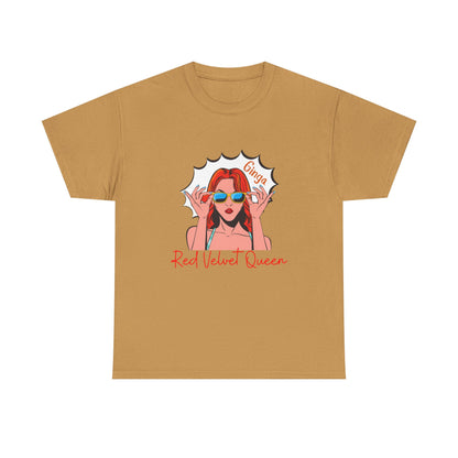 Red Velvet Queen Unisex Tee, Oversized Graphic Shirt, Chic Fashion Top, Retro Summer Wear, Gift for Fashion Lovers