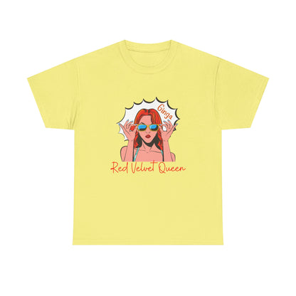 Red Velvet Queen Unisex Tee, Oversized Graphic Shirt, Chic Fashion Top, Retro Summer Wear, Gift for Fashion Lovers