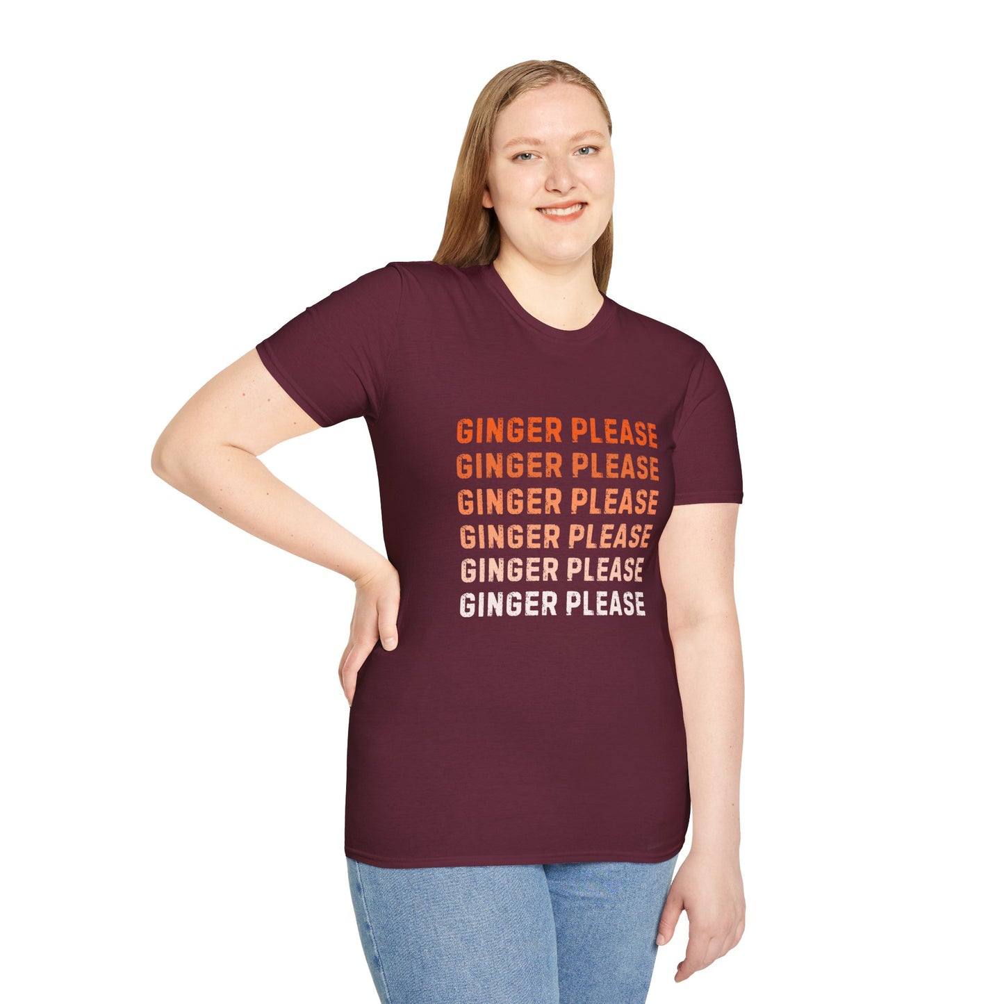 Ginger Please Unisex Softstyle T-Shirt, Funny Graphic Tee, Gift for Ginger Lovers, Casual Wear, Summer Fashion, Statement Shirt