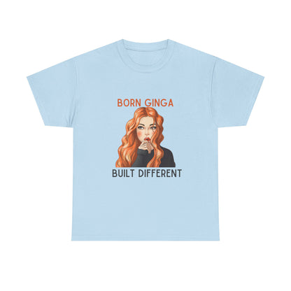 Born Ginga Unisex Heavy Cotton Tee - Built Different, Casual T-Shirt, Unique Graphic Tee, Gift for Her, Trendy Apparel