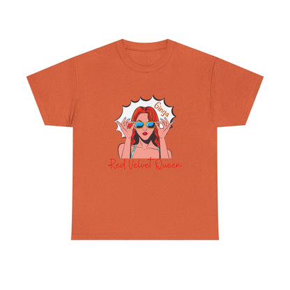 Red Velvet Queen Unisex Tee, Oversized Graphic Shirt, Chic Fashion Top, Retro Summer Wear, Gift for Fashion Lovers